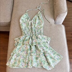 SHEIN Floral Green Mini Dress